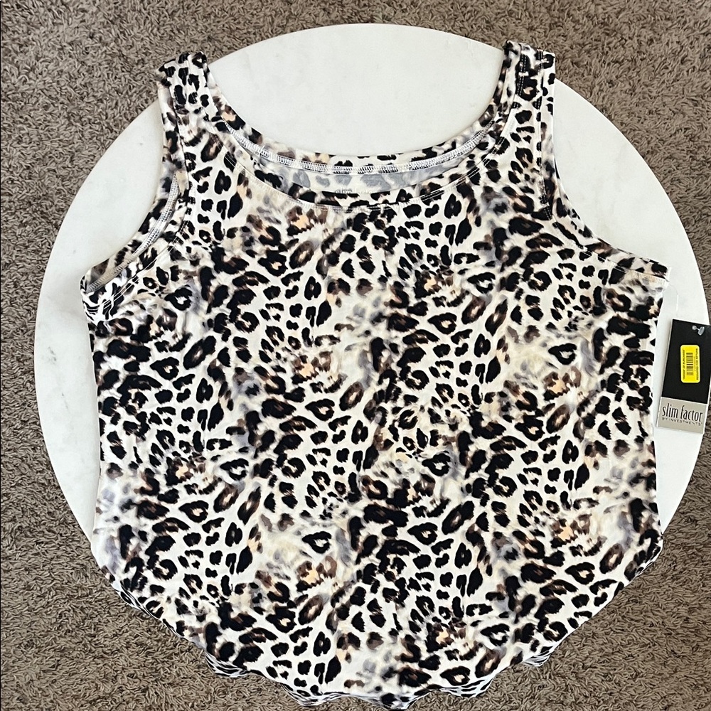 Slim Factor Investments Tank Top XL Leopard Print 5% Spandex Lightweight